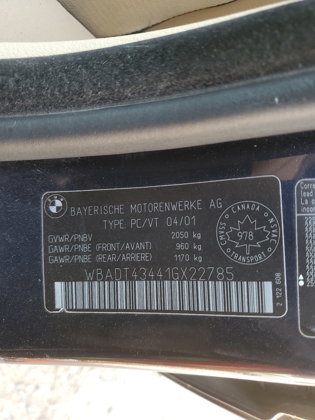 WBADT43441GX22785 2001 BMW 525 I Automatic