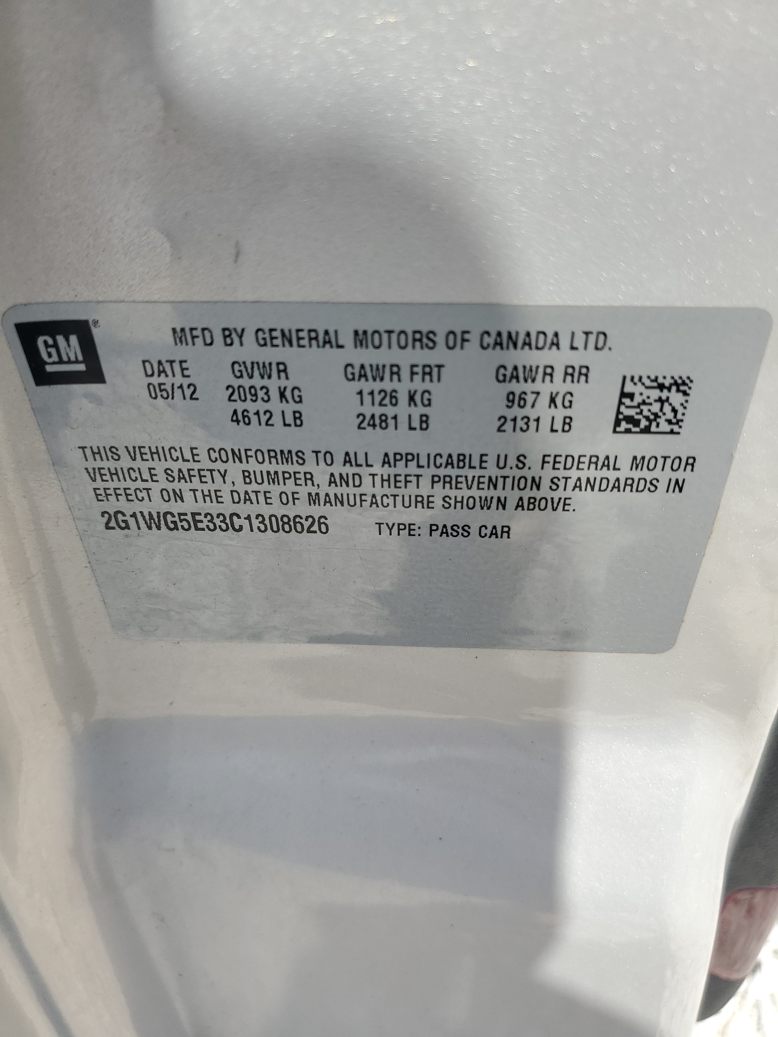 2G1WG5E33C1308626 2012 Chevrolet Impala Lt