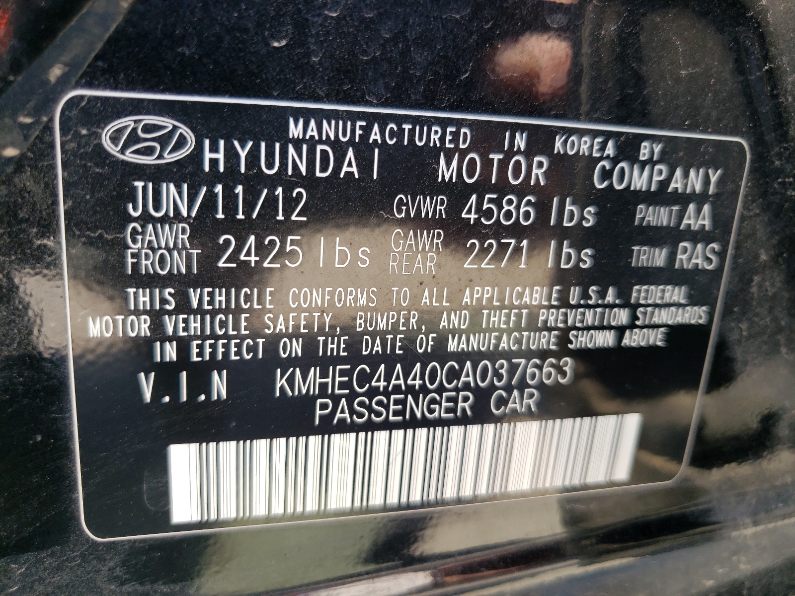 2012 Hyundai Sonata Hybrid vin: KMHEC4A40CA037663