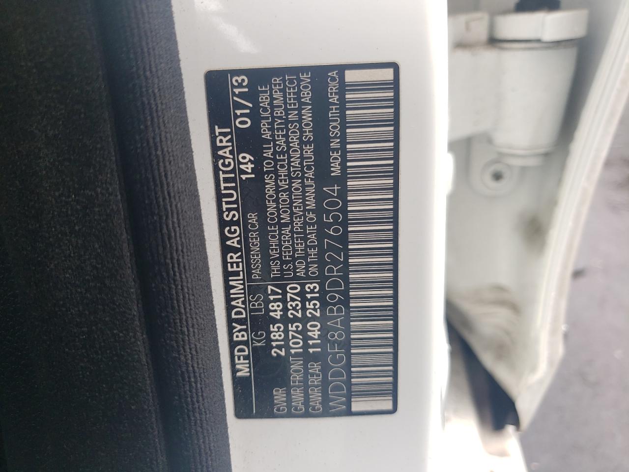 2013 Mercedes-Benz C 300 4Matic VIN: WDDGF8AB9DR276504 Lot: 66883324