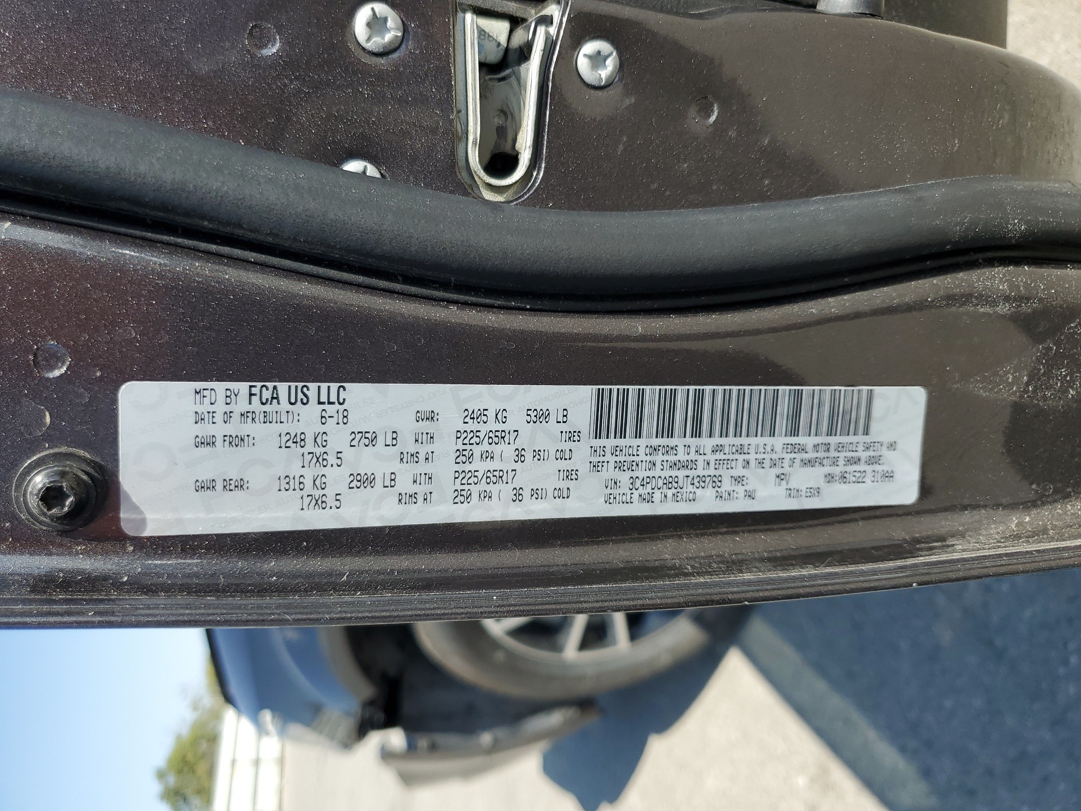 3C4PDCAB9JT439769 2018 Dodge Journey Se