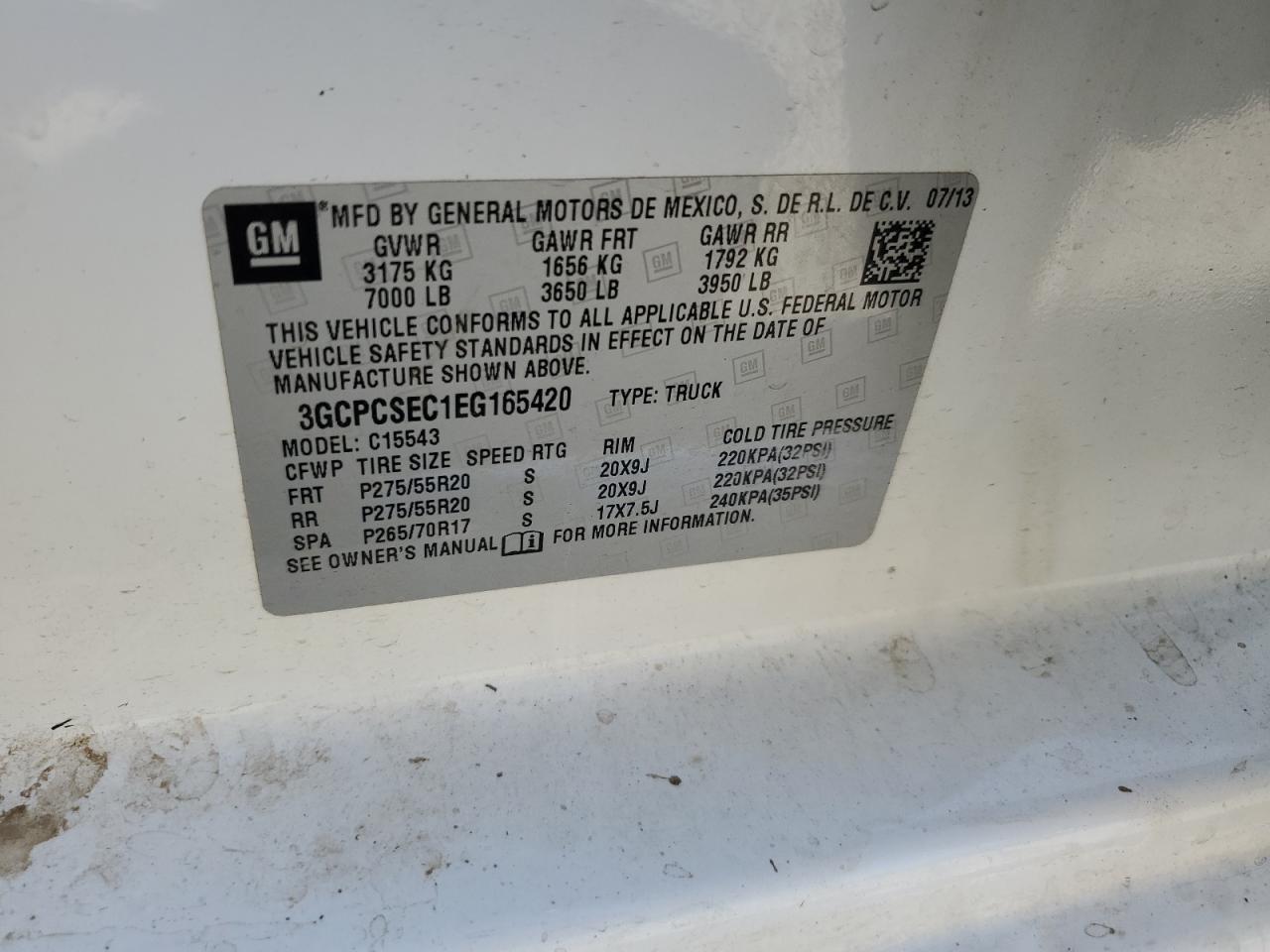 2014 Chevrolet Silverado C1500 Ltz VIN: 3GCPCSEC1EG165420 Lot: 68044254