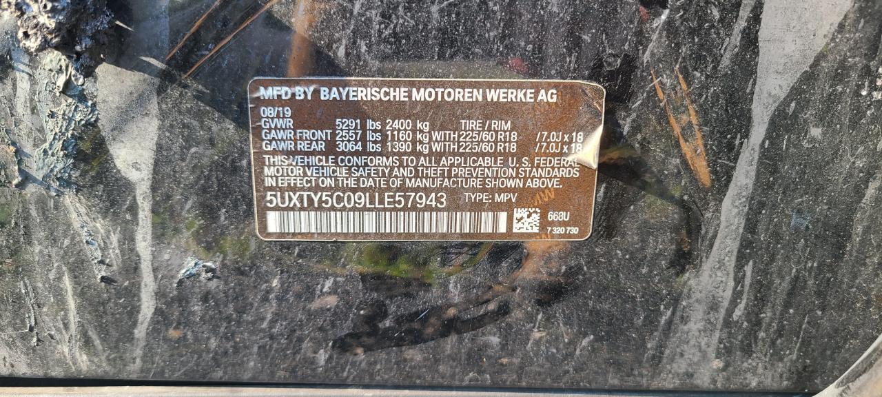 2020 BMW X3 xDrive30I VIN: 5UXTY5C09LLE57943 Lot: 43390444