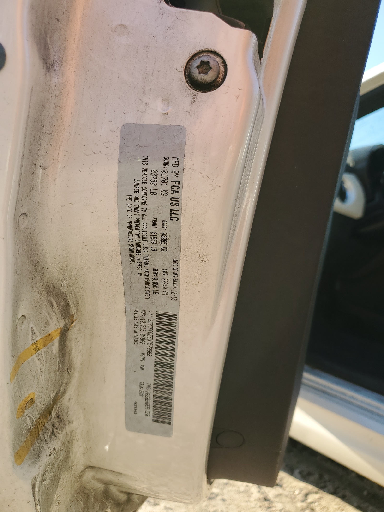 3C3CFFGE5HT570966 2017 Fiat 500 Electric