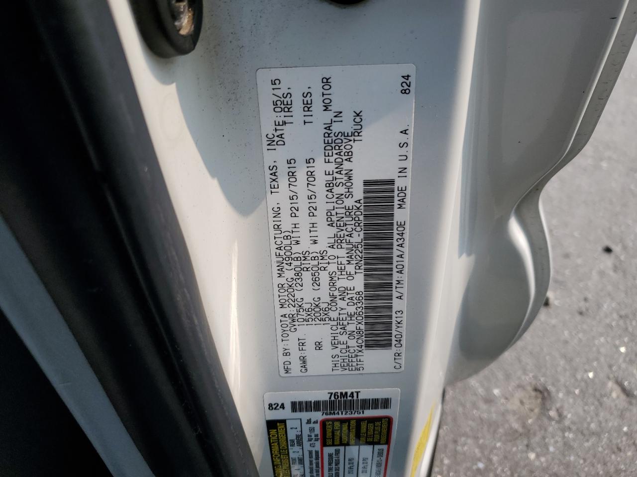 5TFTX4CN8FX063368 2015 Toyota Tacoma Access Cab