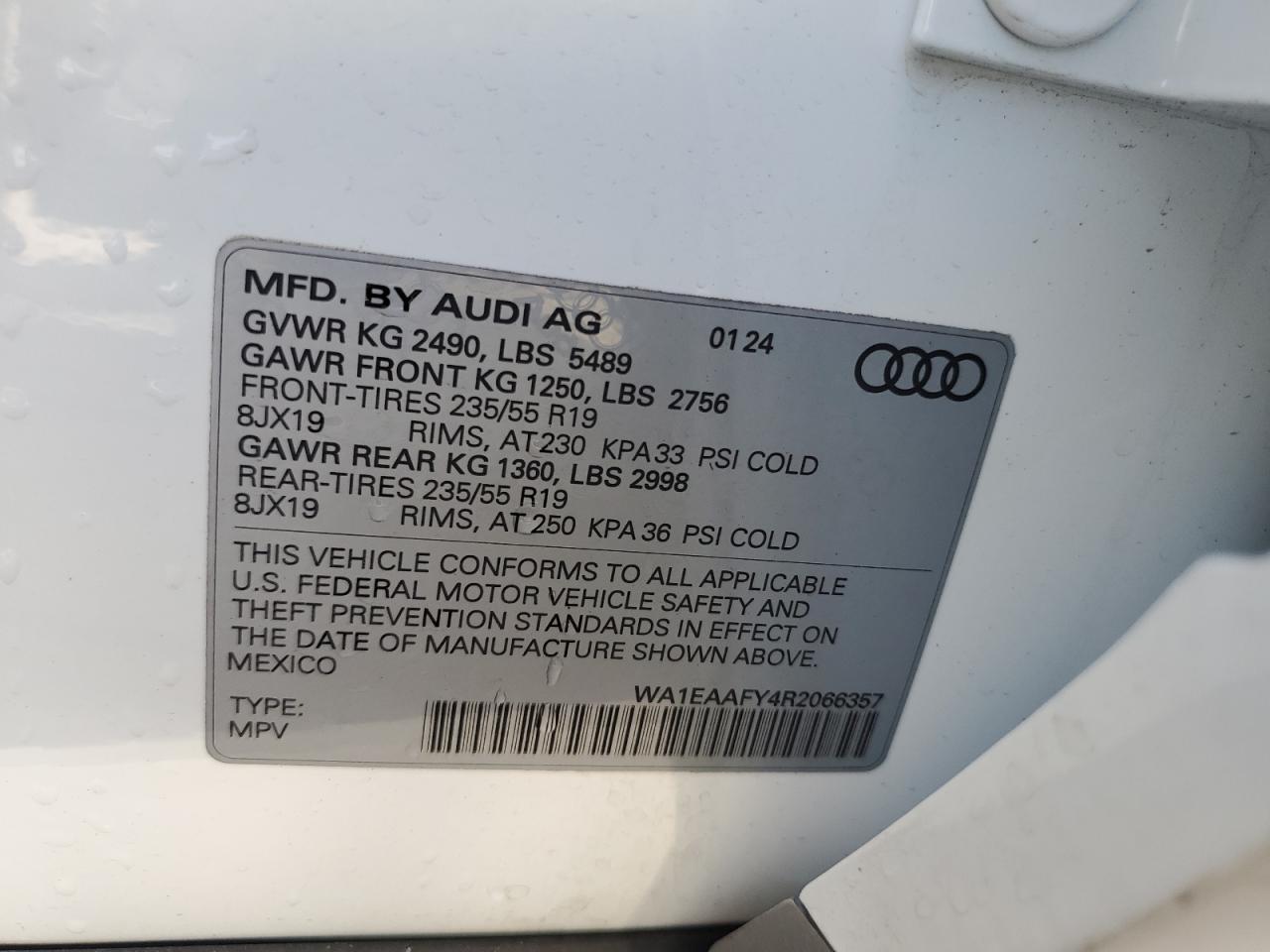 2024 Audi Q5 Premium Plus 45 VIN: WA1EAAFY4R2066357 Lot: 69281904