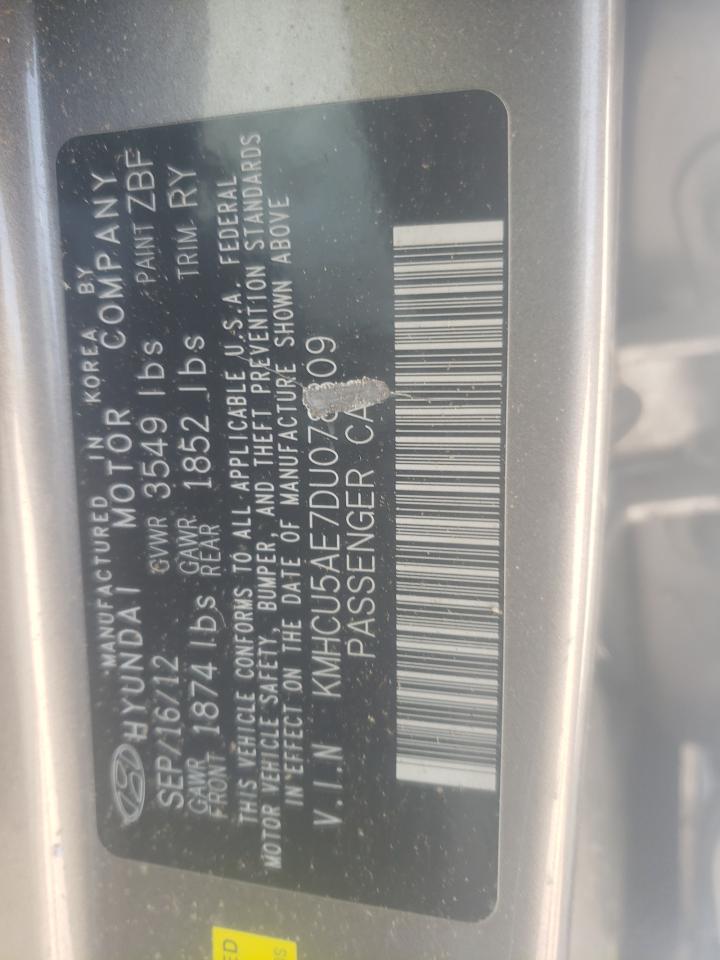 2013 Hyundai Accent Gls VIN: KMHCU5AE7DU078309 Lot: 68933484