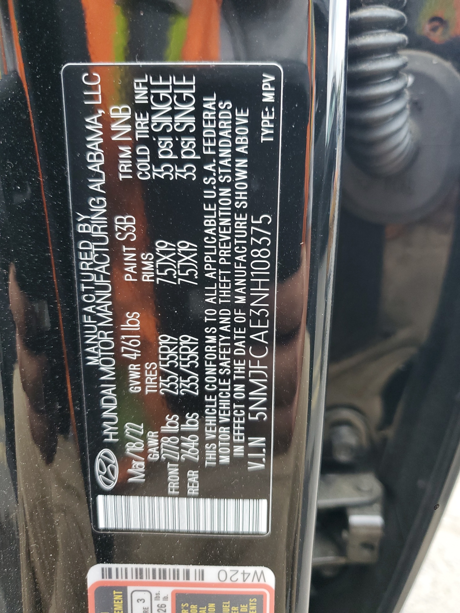 5NMJFCAE3NH108375 2022 Hyundai Tucson Sel