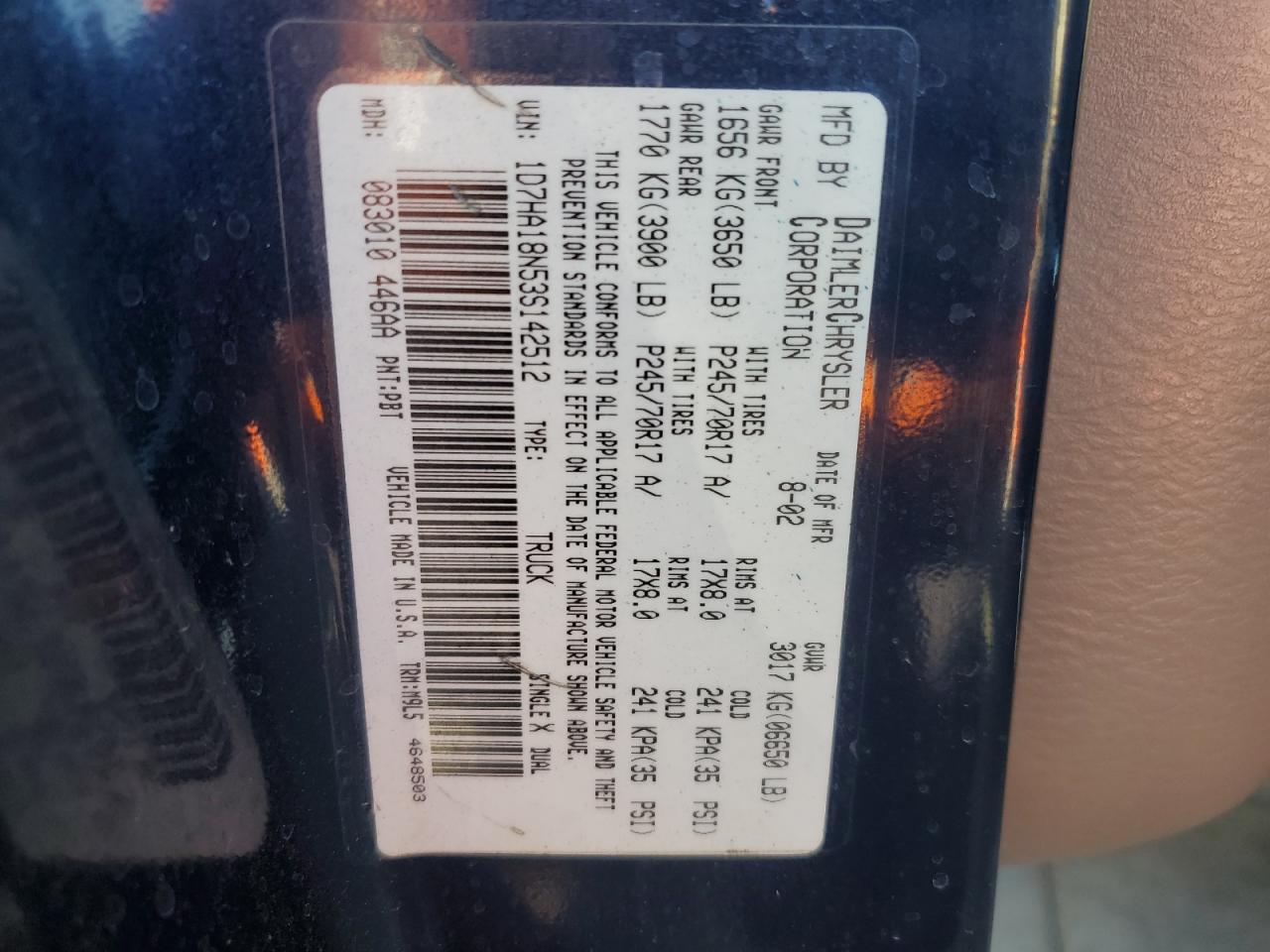 1D7HA18N53S142512 2003 Dodge Ram 1500 St