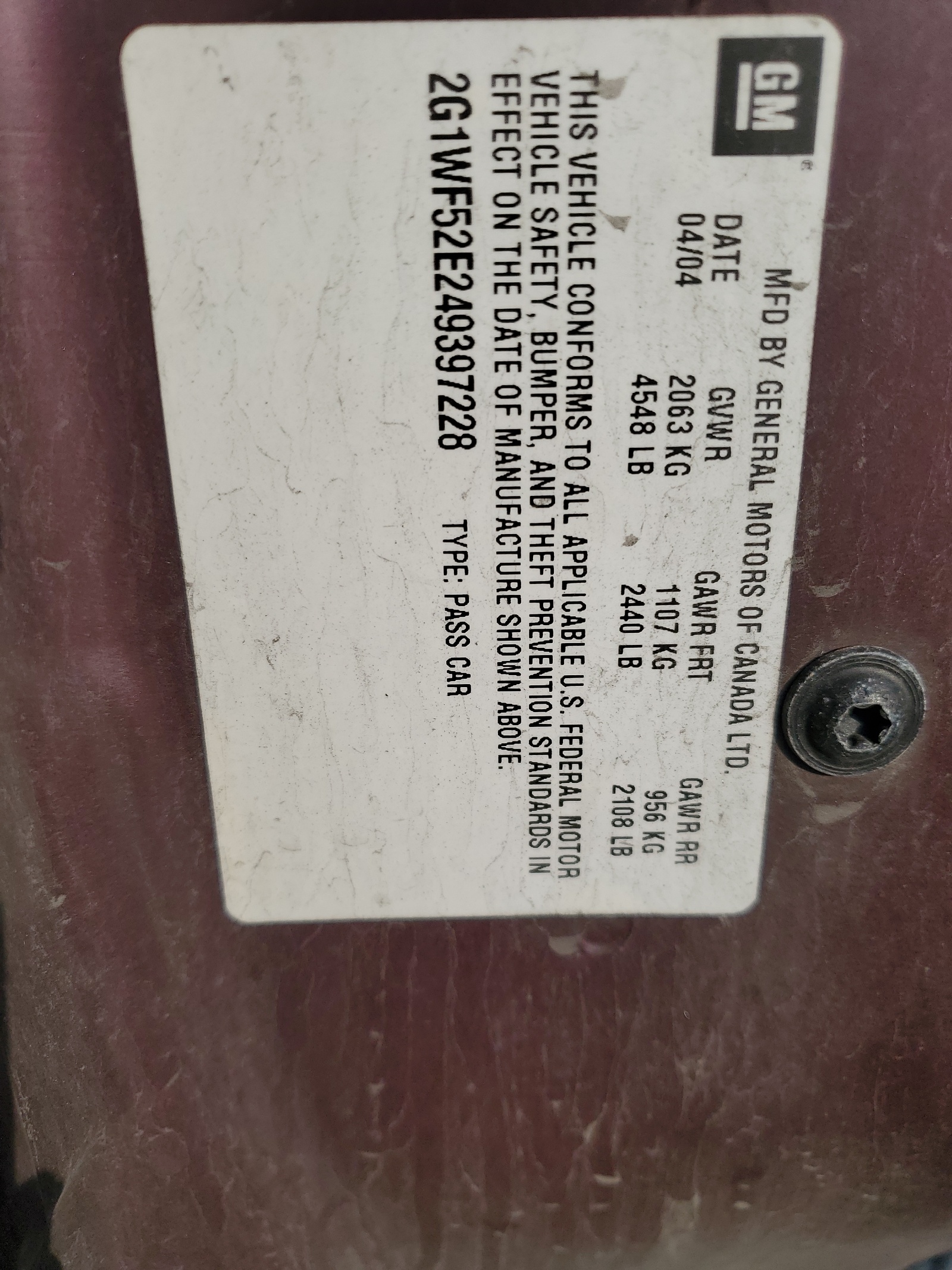 2G1WF52E249397228 2004 Chevrolet Impala