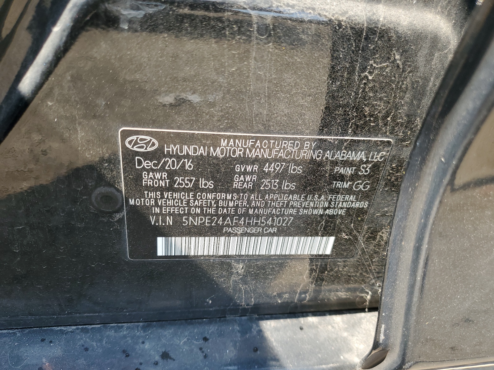 5NPE24AF4HH541027 2017 Hyundai Sonata Se