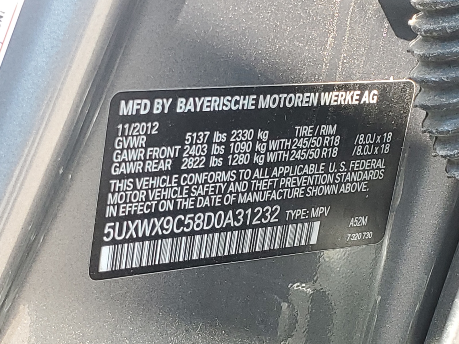 5UXWX9C58D0A31232 2013 BMW X3 xDrive28I