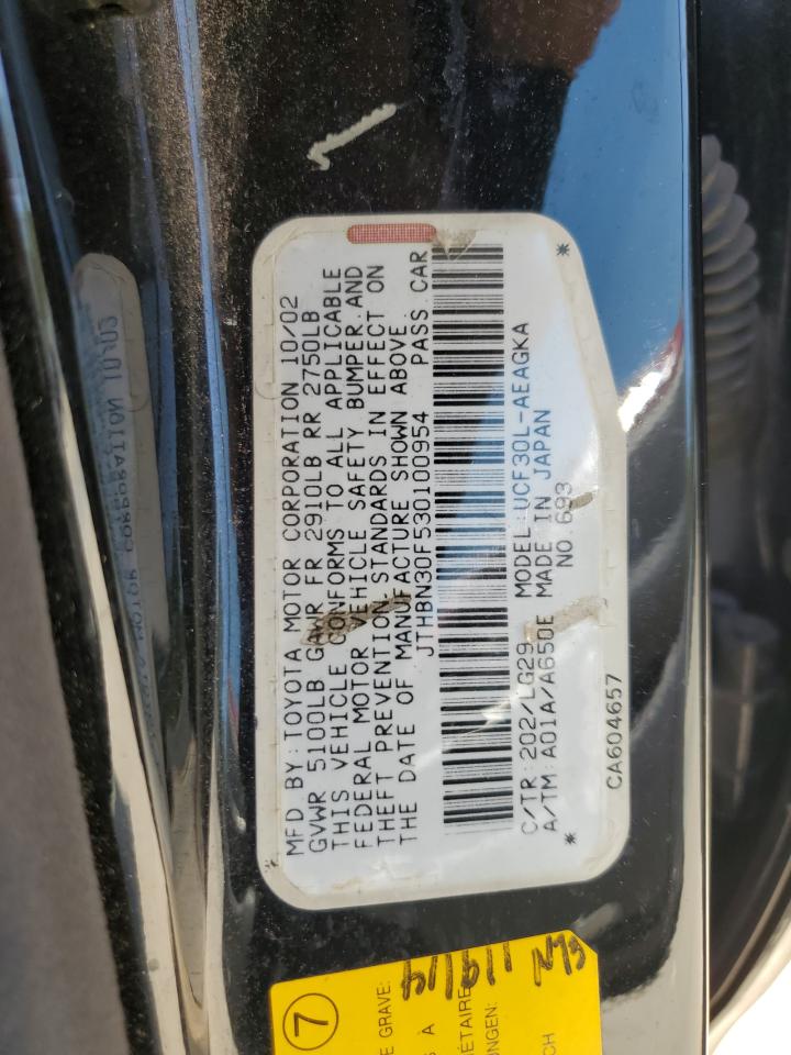 2003 Lexus Ls 430 VIN: JTHBN30F530100954 Lot: 65736284