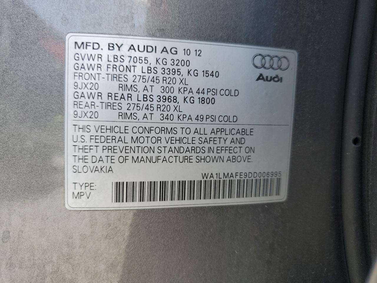 WA1LMAFE9DD006995 2013 Audi Q7 Premium Plus