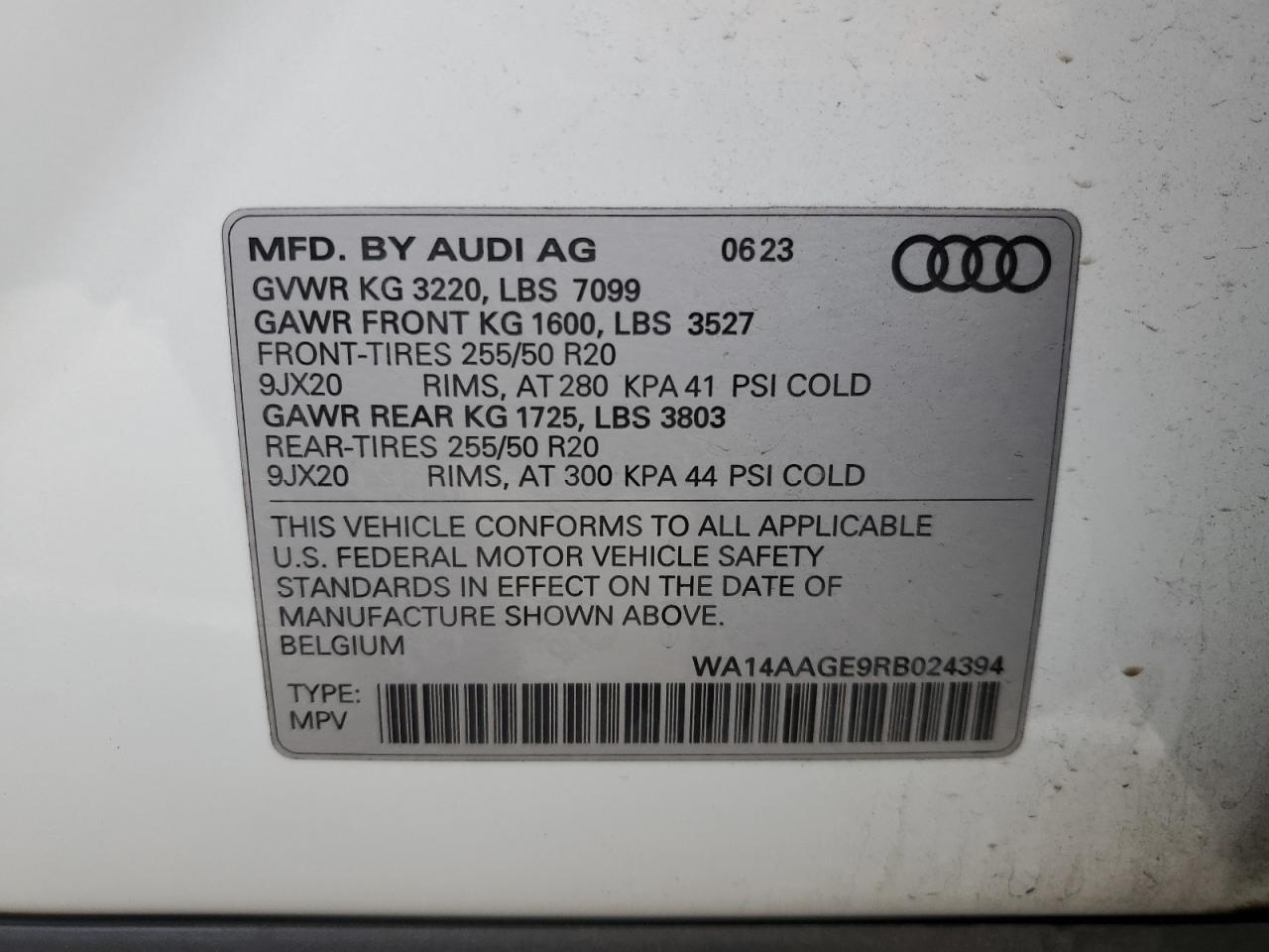 WA14AAGE9RB024394 2024 Audi Q8 E-Tron Premium