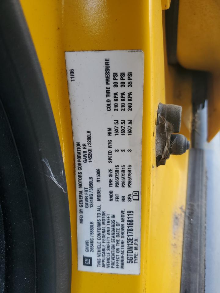 2007 Hummer H3 VIN: 5GTDN13E178168119 Lot: 67194154