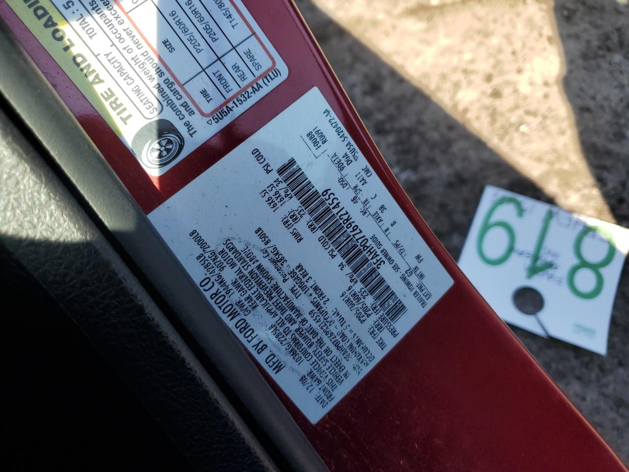 2009 Ford Fusion Se VIN: 3FAHP07Z69R214559 Lot: 67038094