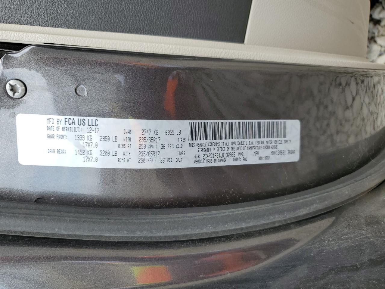 2018 Chrysler Pacifica Touring Plus VIN: 2C4RC1FG4JR132985 Lot: 69272314