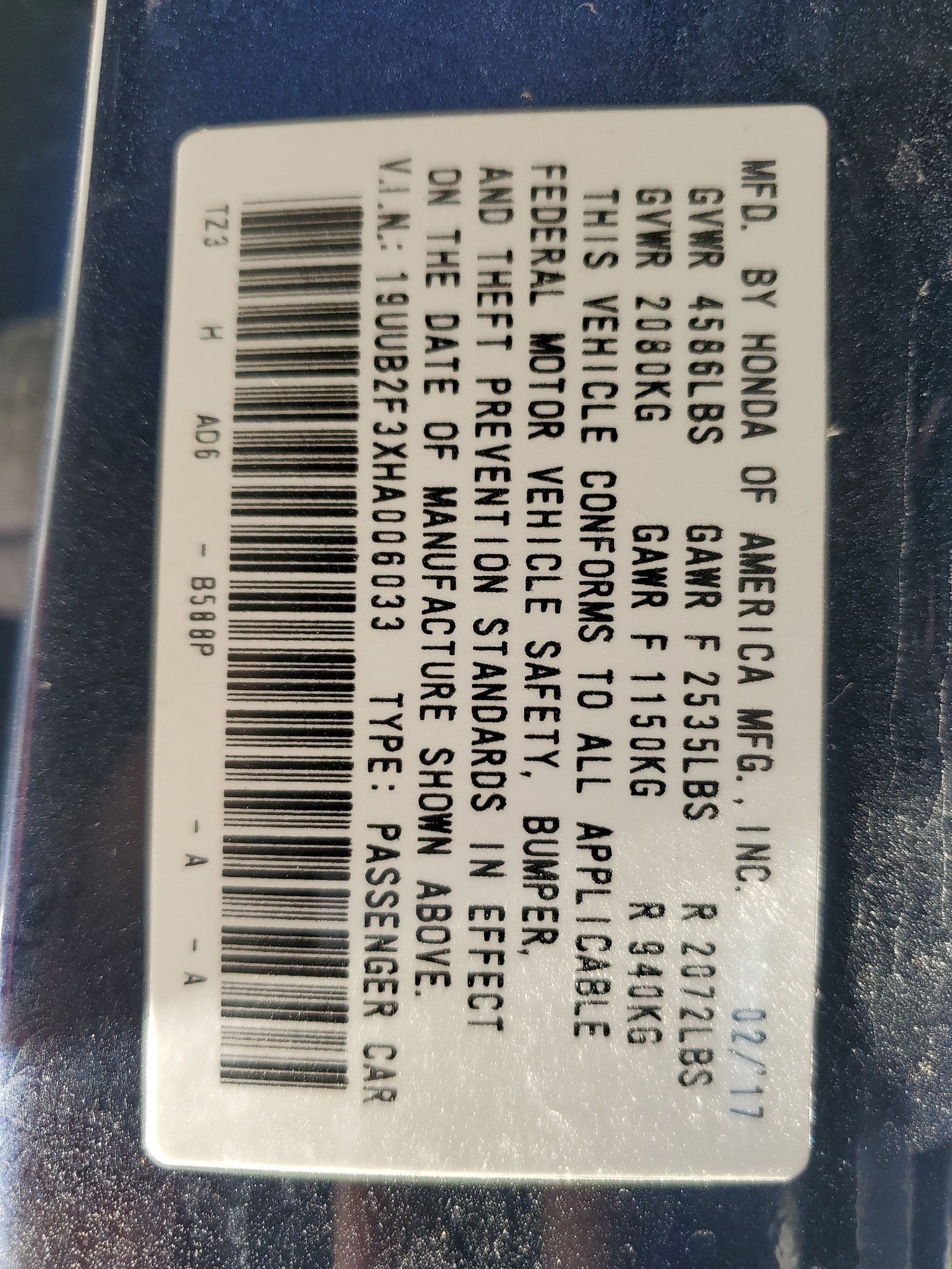 19UUB2F3XHA006033 2017 Acura Tlx