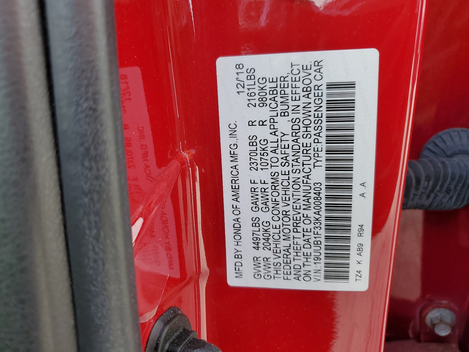 19UUB1F33KA008403 2019 Acura Tlx