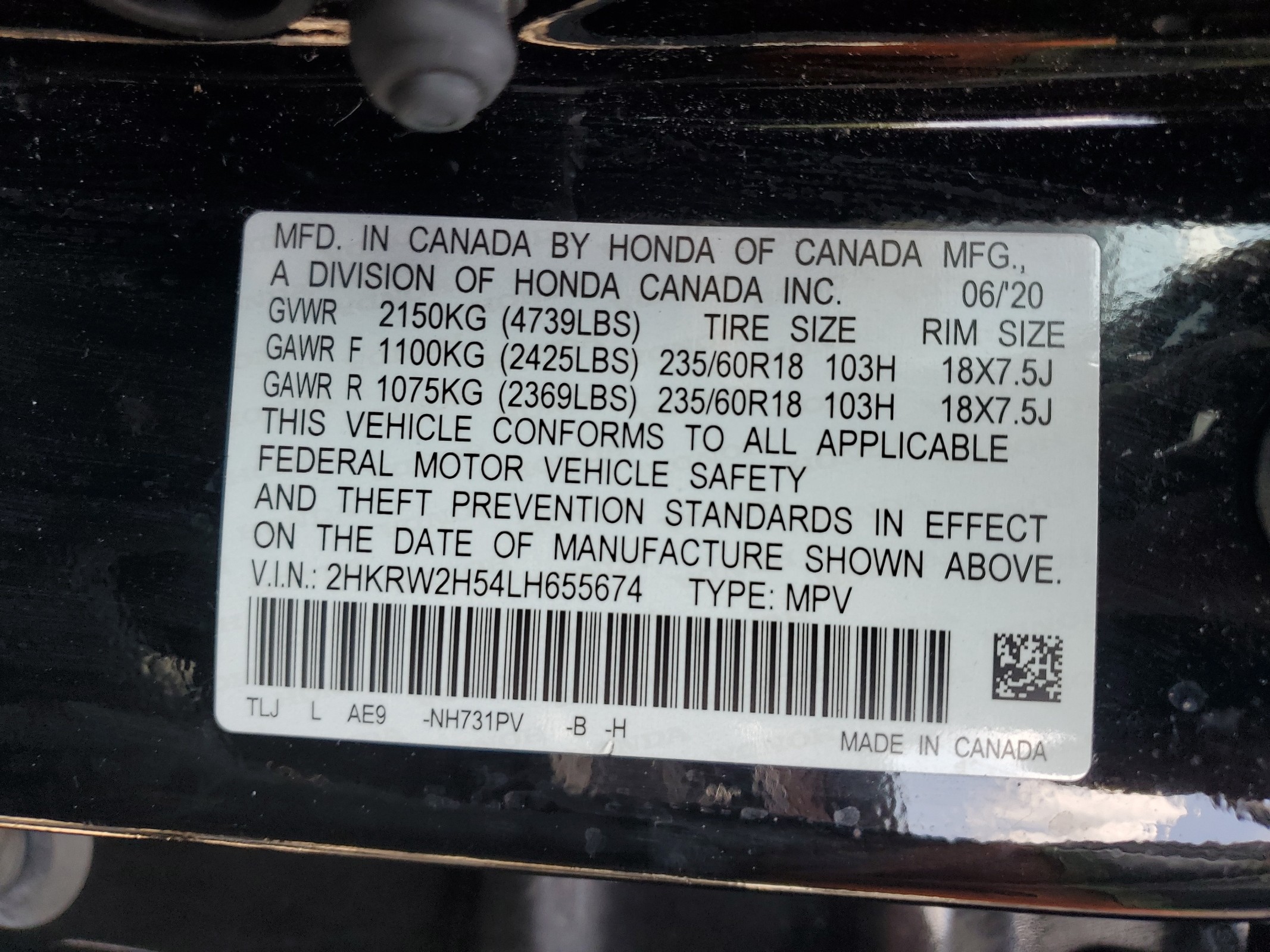 2HKRW2H54LH655674 2020 Honda Cr-V Ex