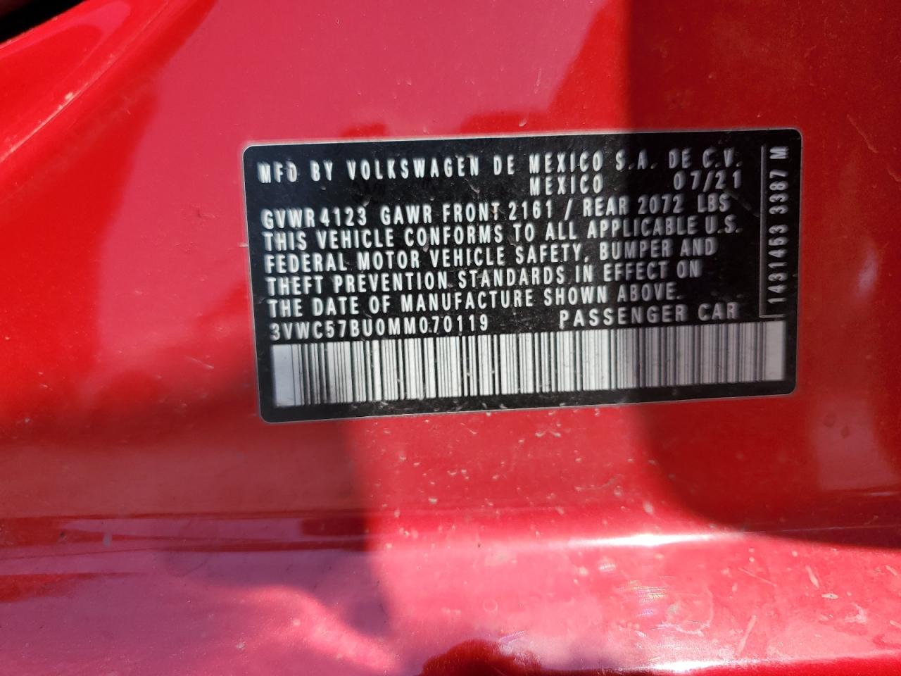 2021 Volkswagen Jetta S VIN: 3VWC57BU0MM070119 Lot: 66015864