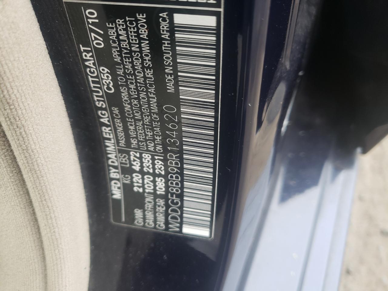 2011 Mercedes-Benz C 300 4Matic VIN: WDDGF8BB9BR134620 Lot: 67748054