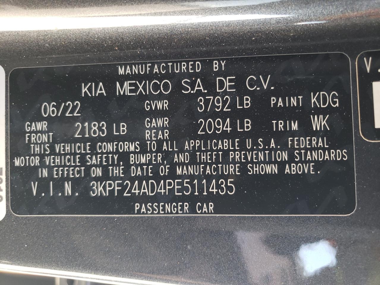 3KPF24AD4PE511435 2023 Kia Forte Lx