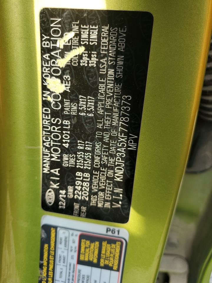 2015 Kia Soul + VIN: KNDJP3A5XF7787373 Lot: 66236114