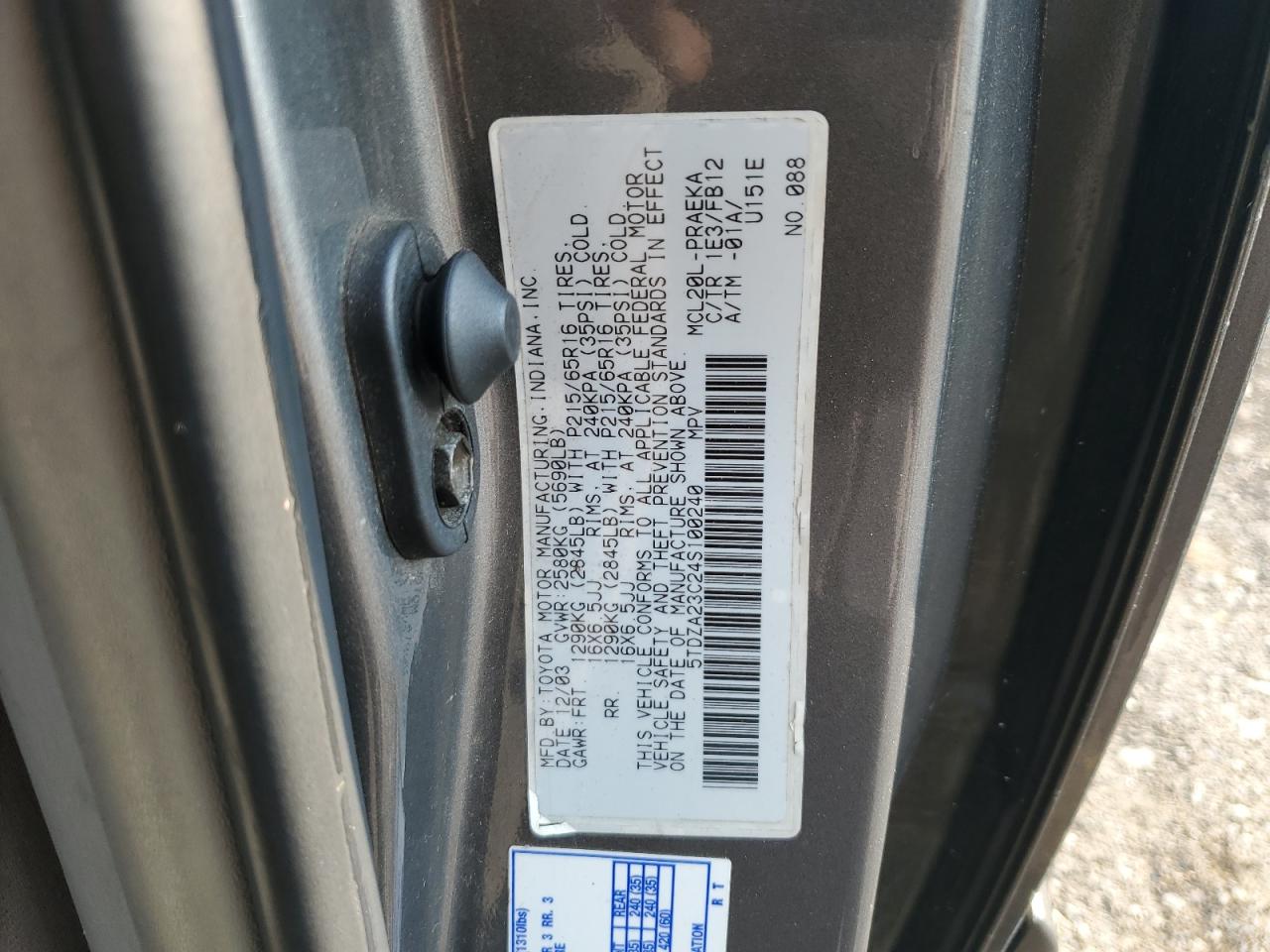 5TDZA23C24S100240 2004 Toyota Sienna Ce