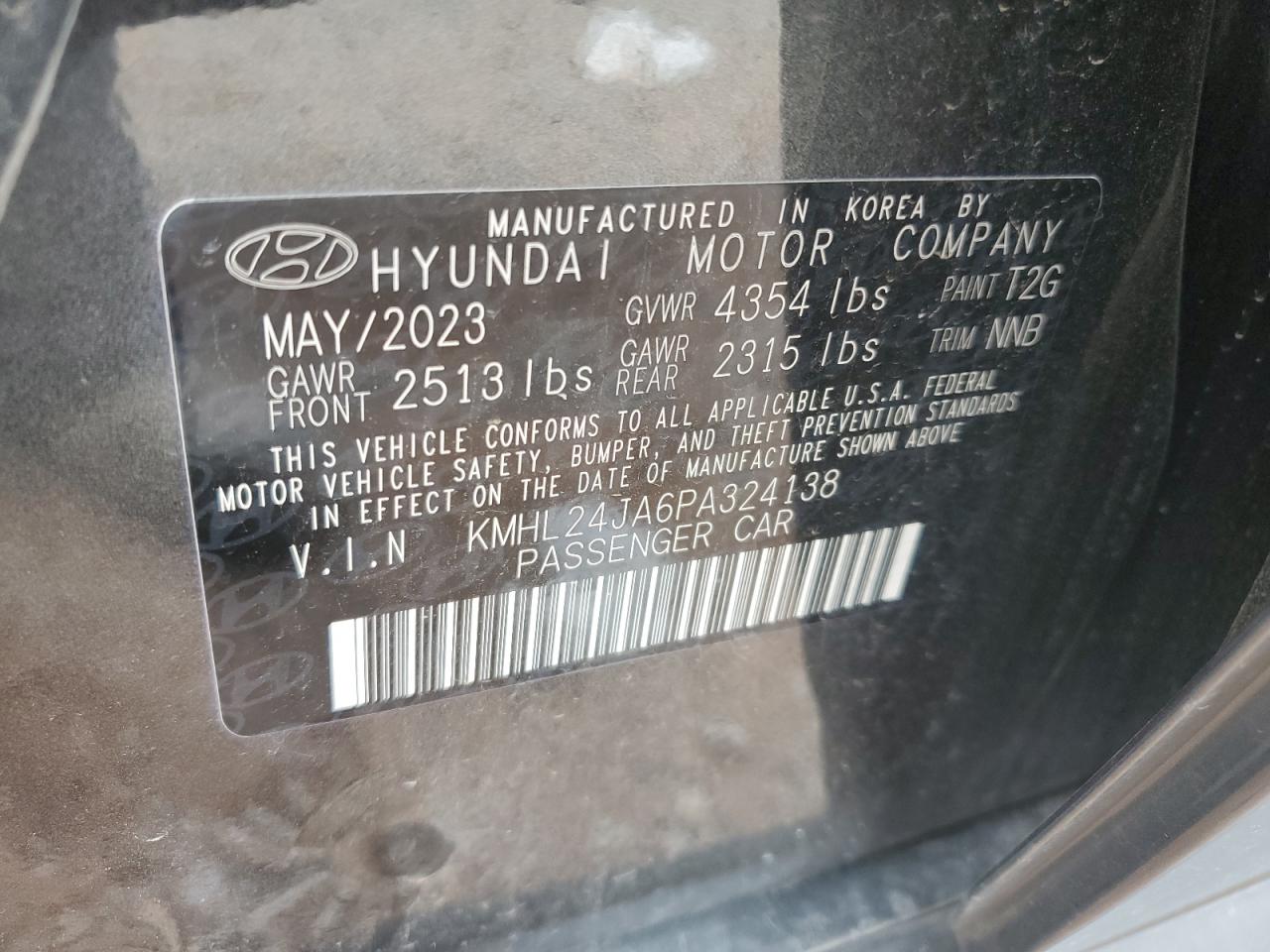 2023 Hyundai Sonata Se VIN: KMHL24JA6PA324138 Lot: 66880154