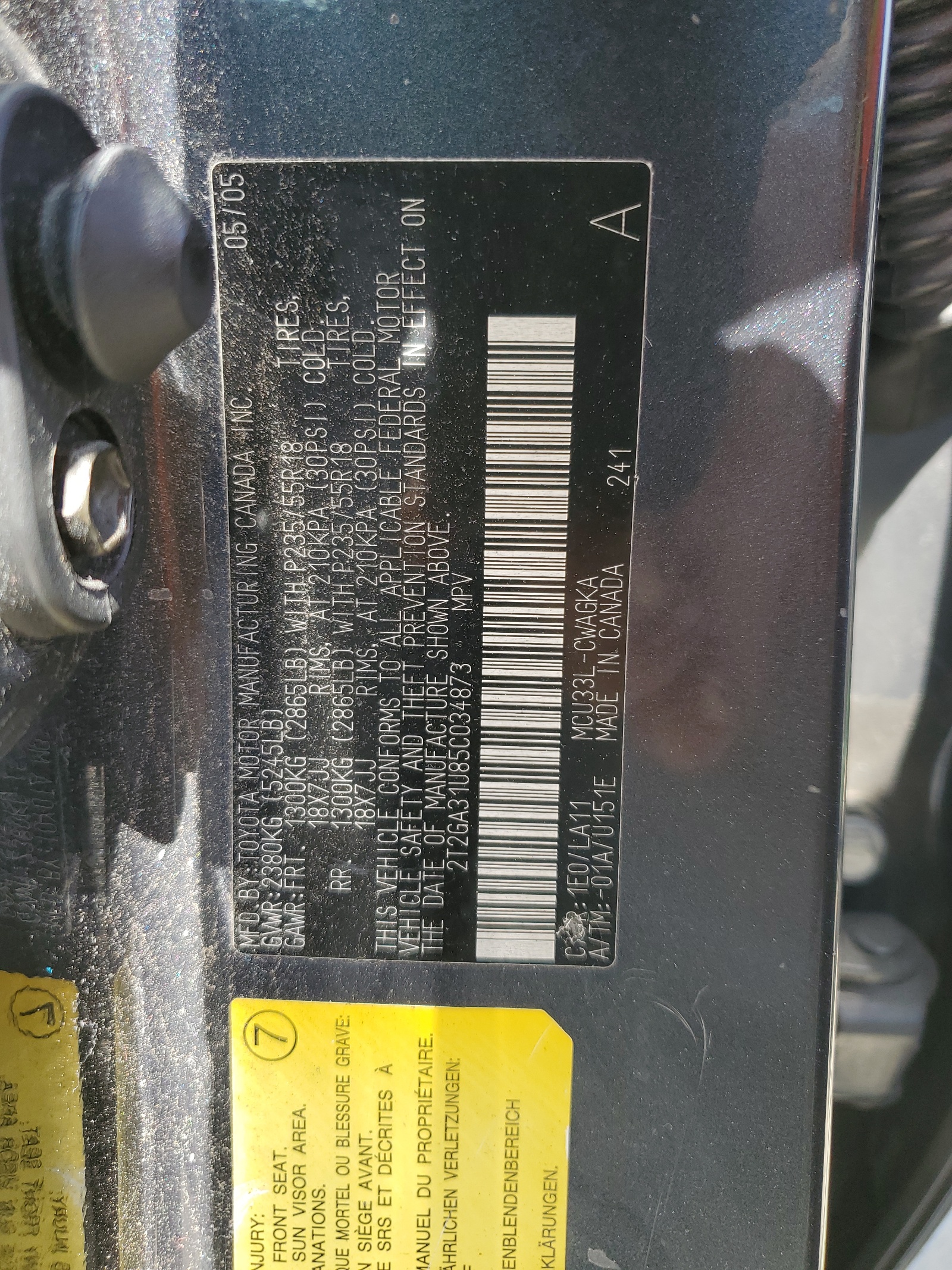2T2GA31U85C034873 2005 Lexus Rx 330