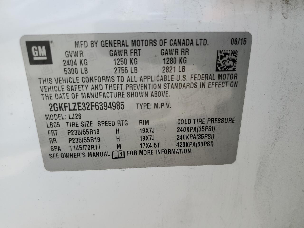 2015 GMC Terrain Denali VIN: 2GKFLZE32F6394985 Lot: 68688354