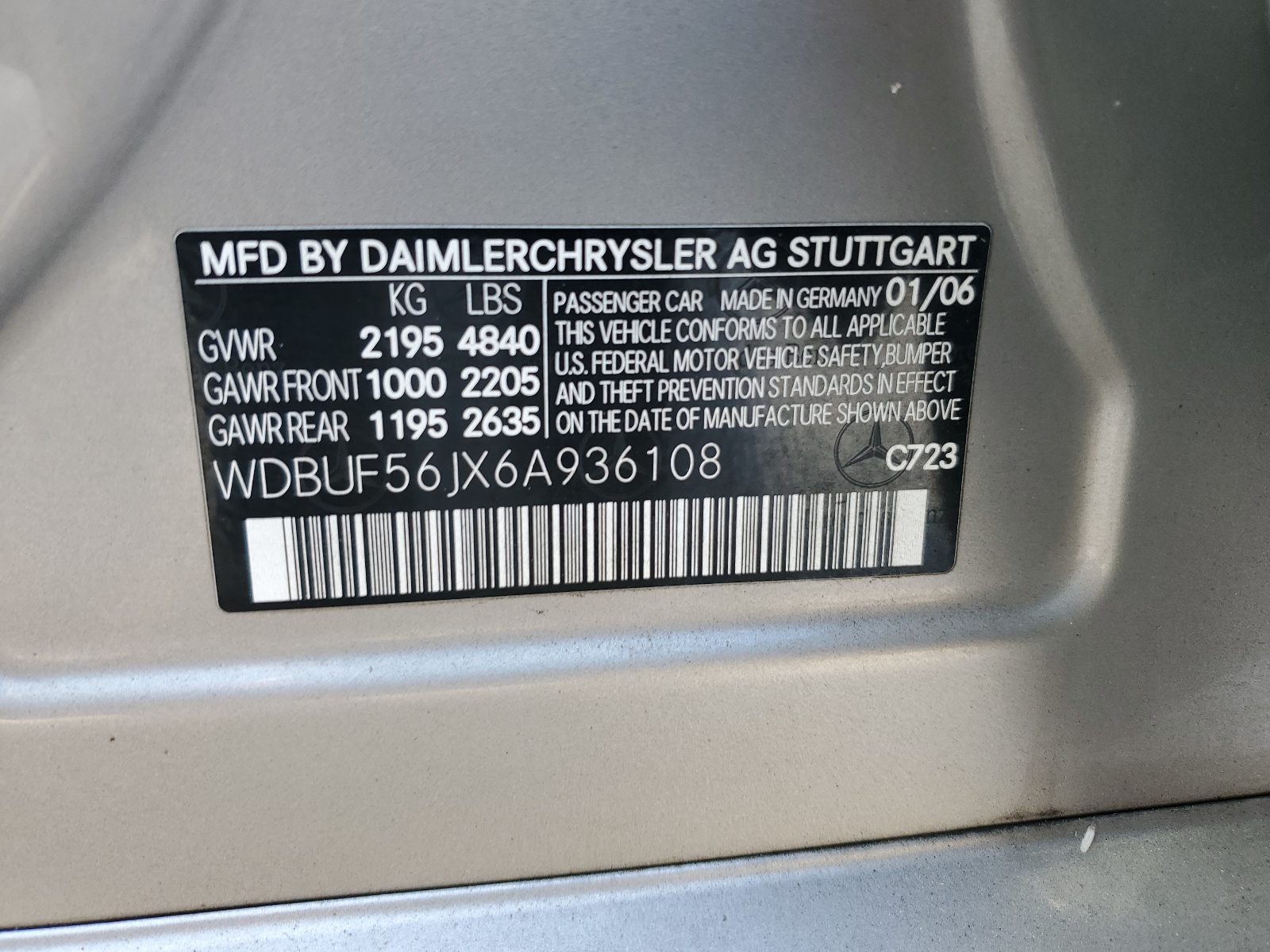 WDBUF56JX6A936108 2006 Mercedes-Benz E 350