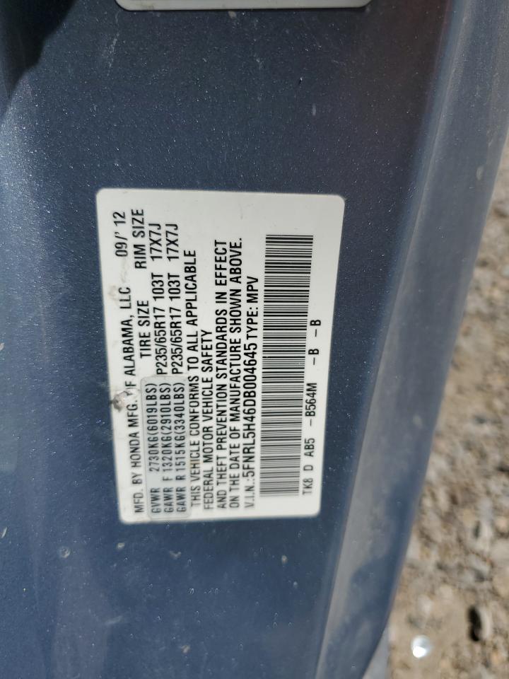 5FNRL5H46DB004645 2013 Honda Odyssey Ex