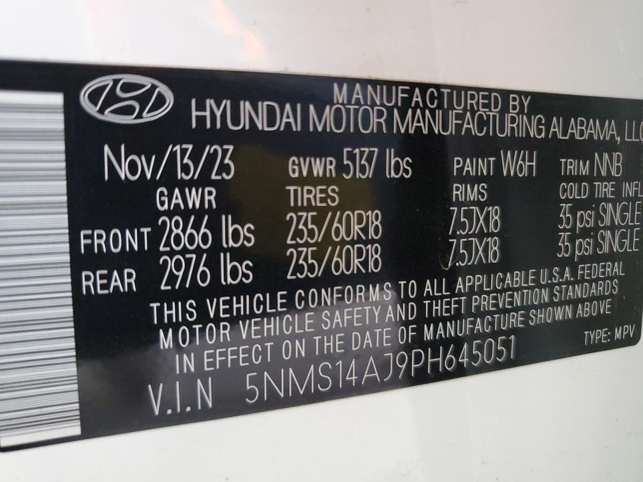 5NMS14AJ9PH645051 2023 Hyundai Santa Fe Se