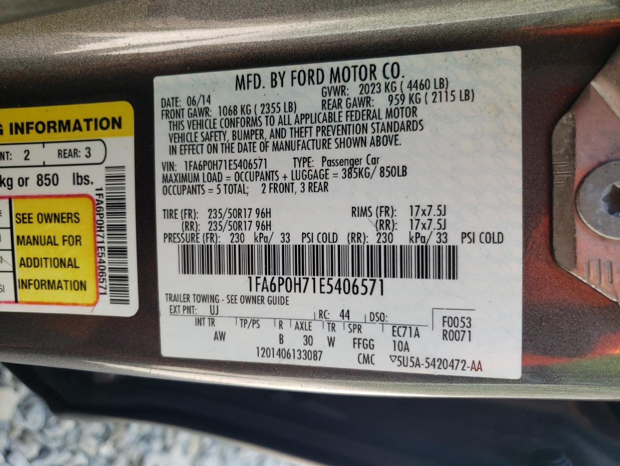 1FA6P0H71E5406571 2014 Ford Fusion Se 1FA6P0H71E5406571 2014 Ford Fusion Se