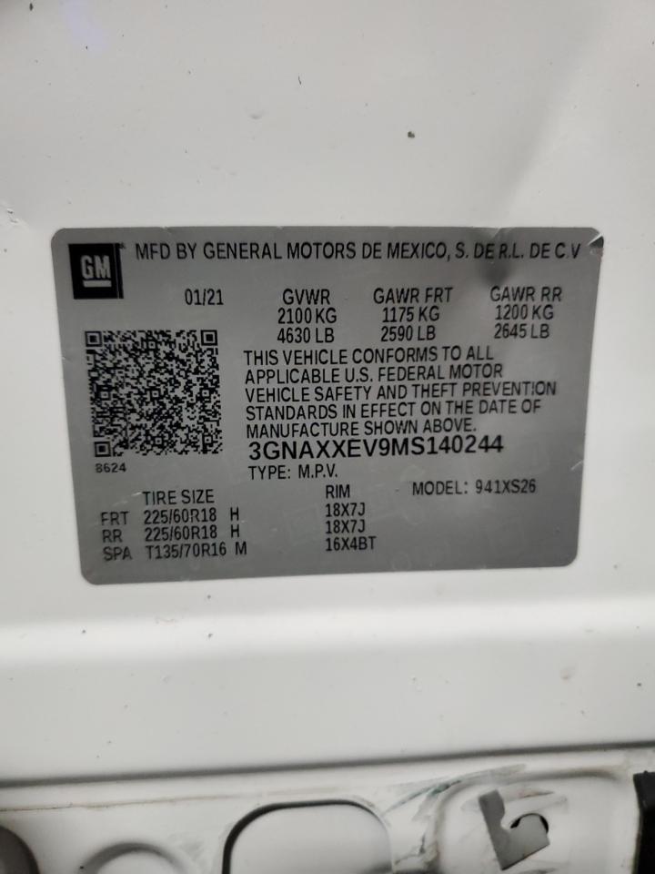 3GNAXXEV9MS140244 2021 Chevrolet Equinox Premier