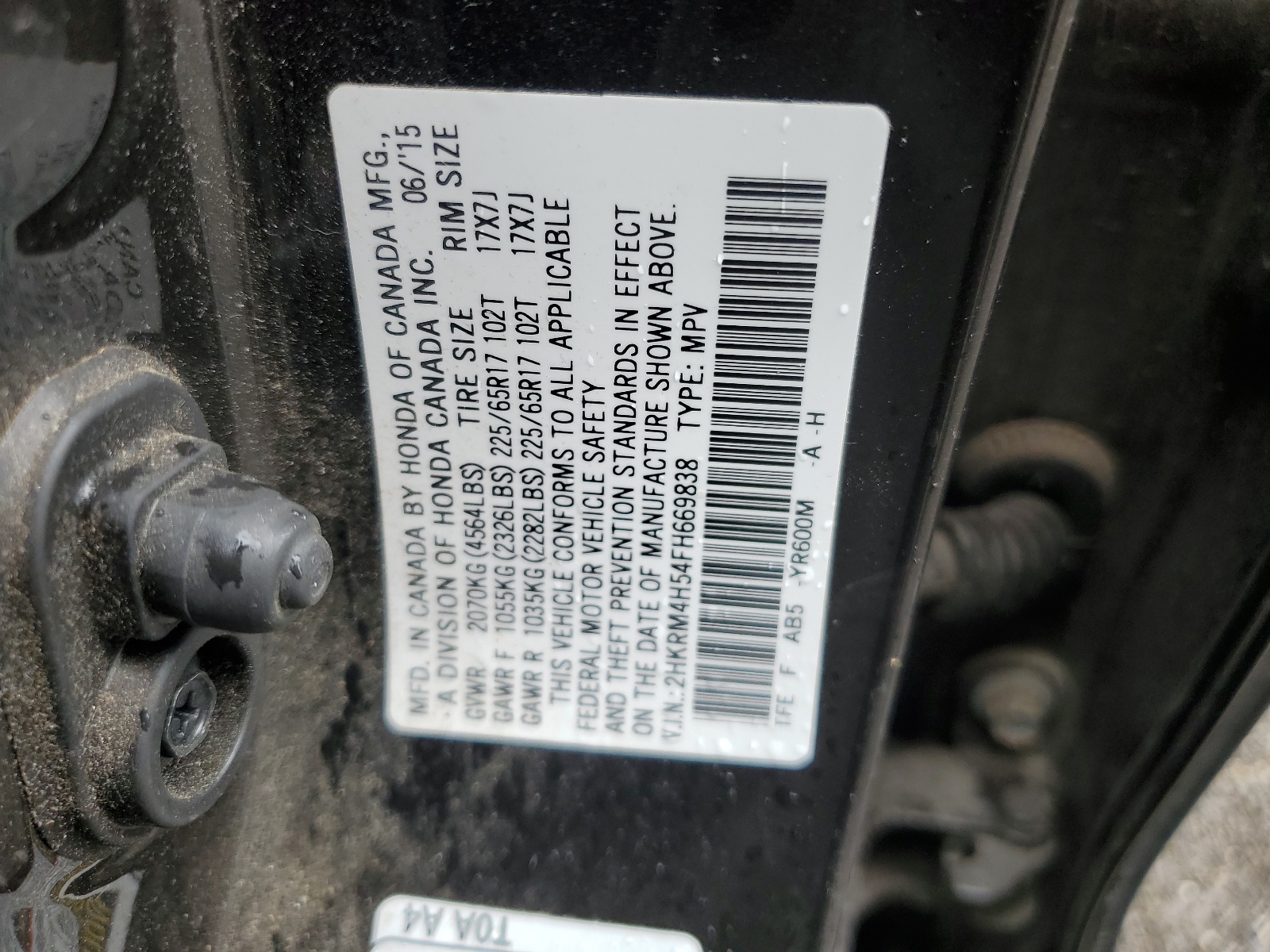 2HKRM4H54FH669838 2015 Honda Cr-V Ex