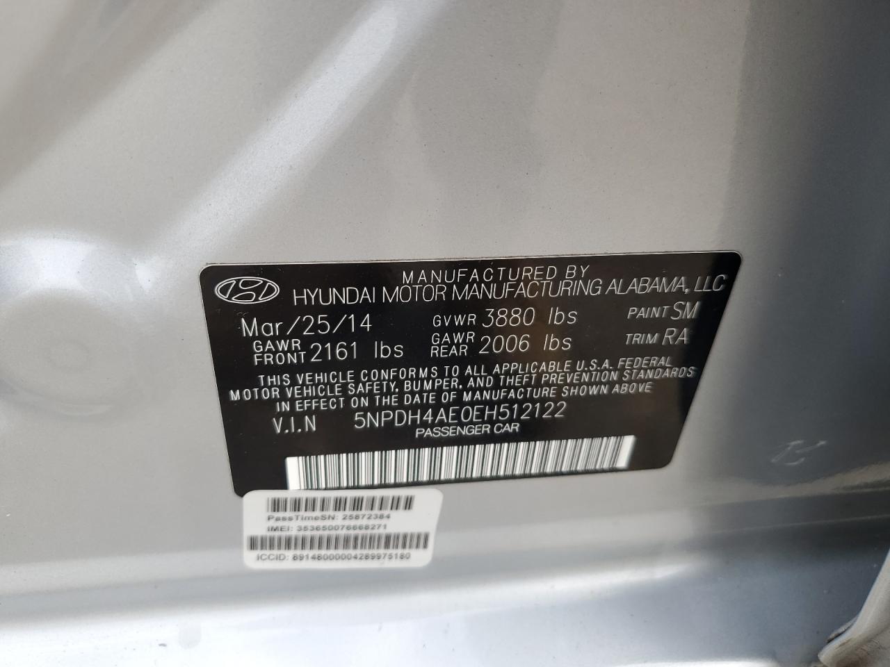 2014 Hyundai Elantra Se VIN: 5NPDH4AE0EH512122 Lot: 67712704