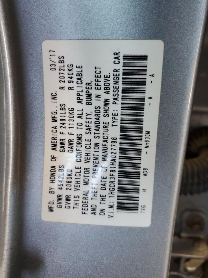 1HGCR3F81HA027796 2017 Honda Accord Exl