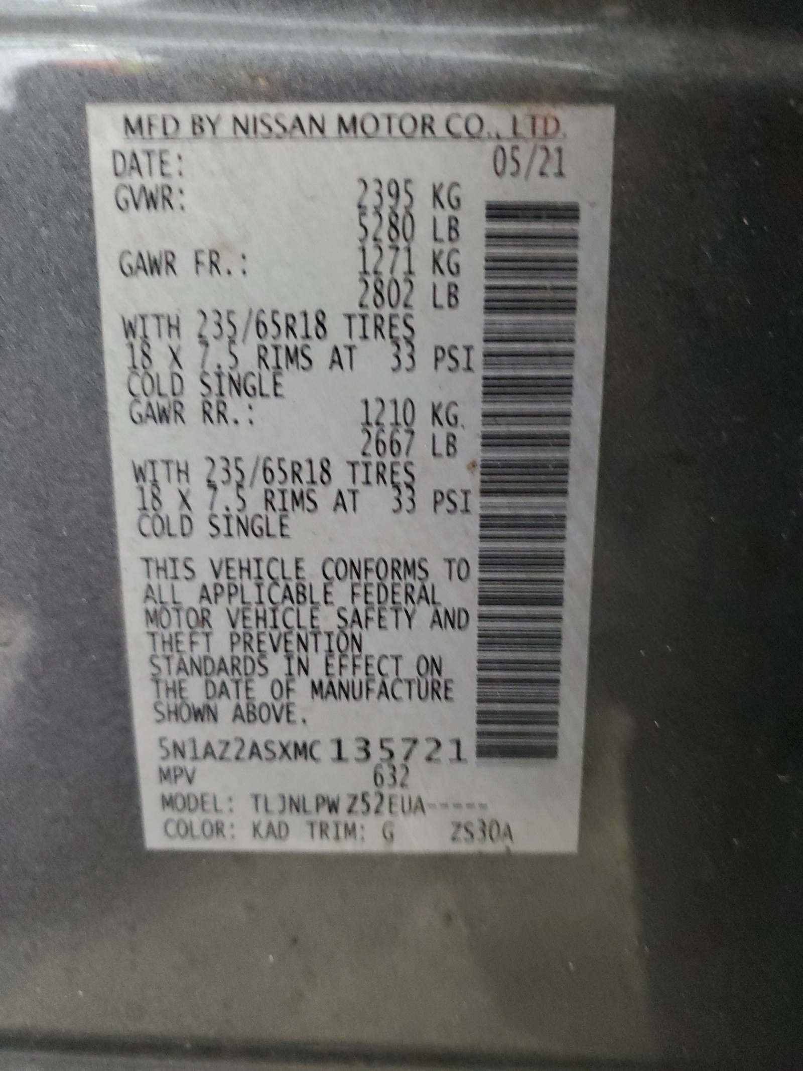 5N1AZ2ASXMC135721 2021 Nissan Murano S