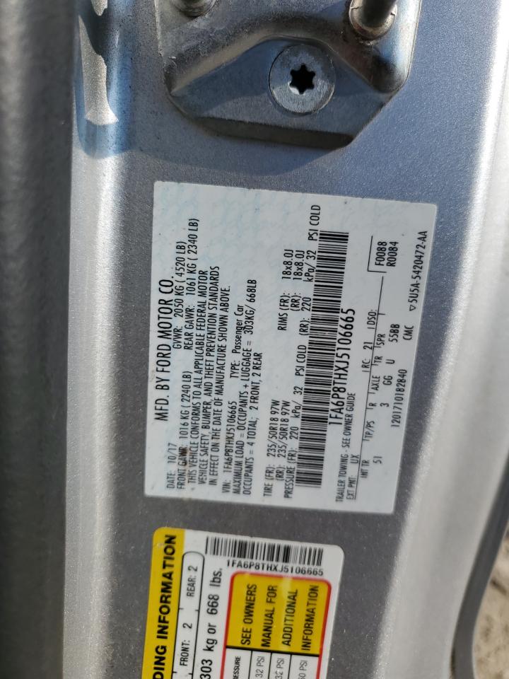 2018 Ford Mustang VIN: 1FA6P8THXJ5106665 Lot: 66060164