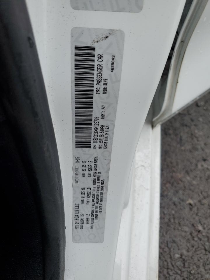 2016 Chrysler 200 C VIN: 1C3CCCEGXGN122720 Lot: 66751584