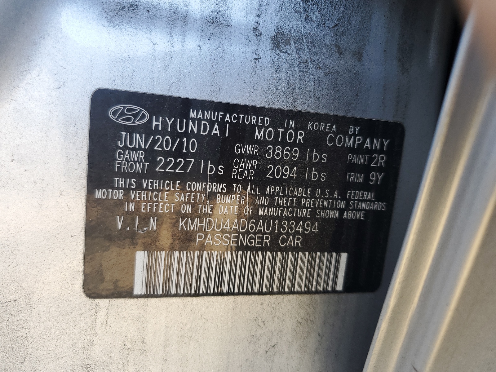 KMHDU4AD6AU133494 2010 Hyundai Elantra Blue