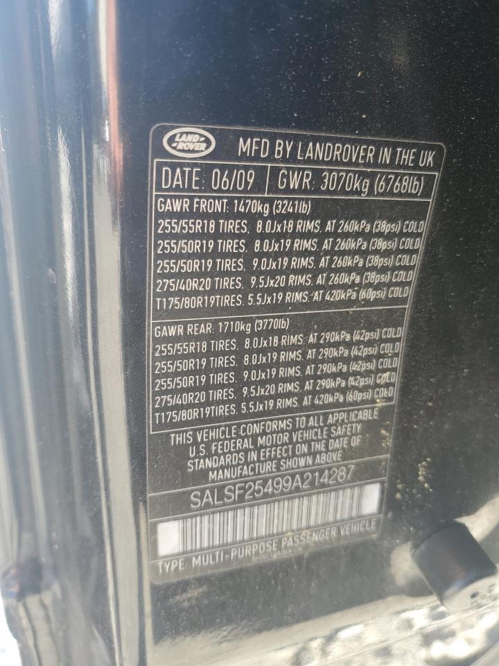 2009 Land Rover Range Rover Sport Hse VIN: SALSF25499A214287 Lot: 67029464