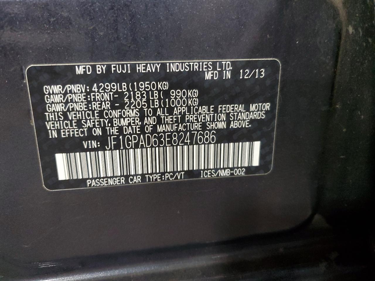 JF1GPAD63E8247686 2014 Subaru Impreza Premium