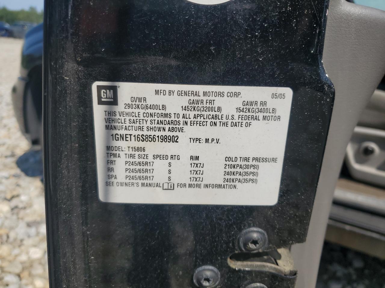 2005 Chevrolet Trailblazer Ext Ls VIN: 1GNET16S856198902 Lot: 65985524