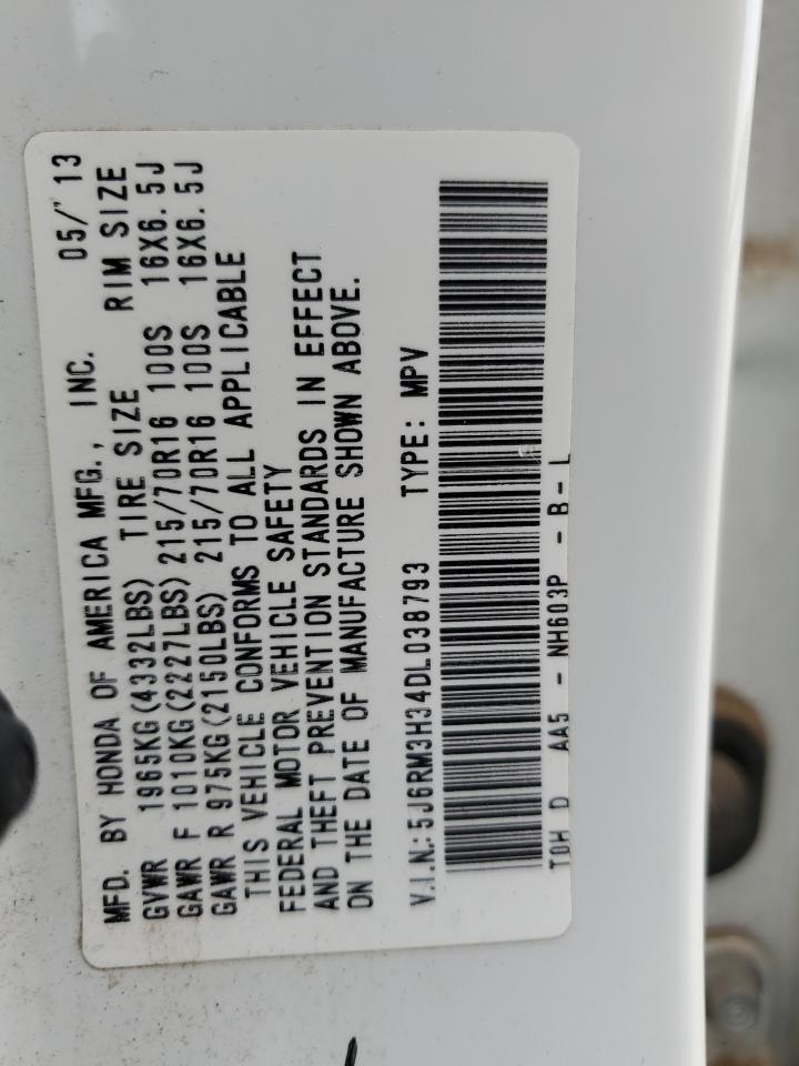 2013 Honda Cr-V Lx VIN: 5J6RM3H34DL038793 Lot: 66957684