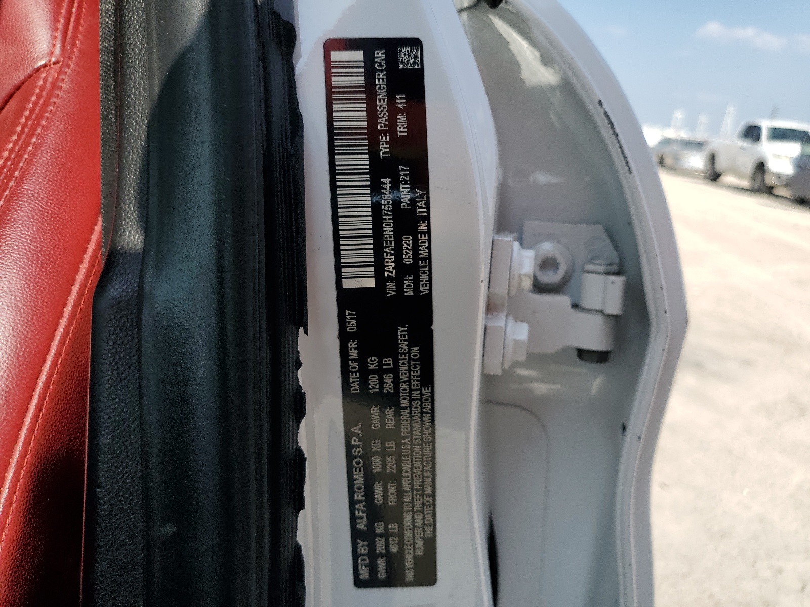 ZARFAEBN0H7556444 2017 Alfa Romeo Giulia